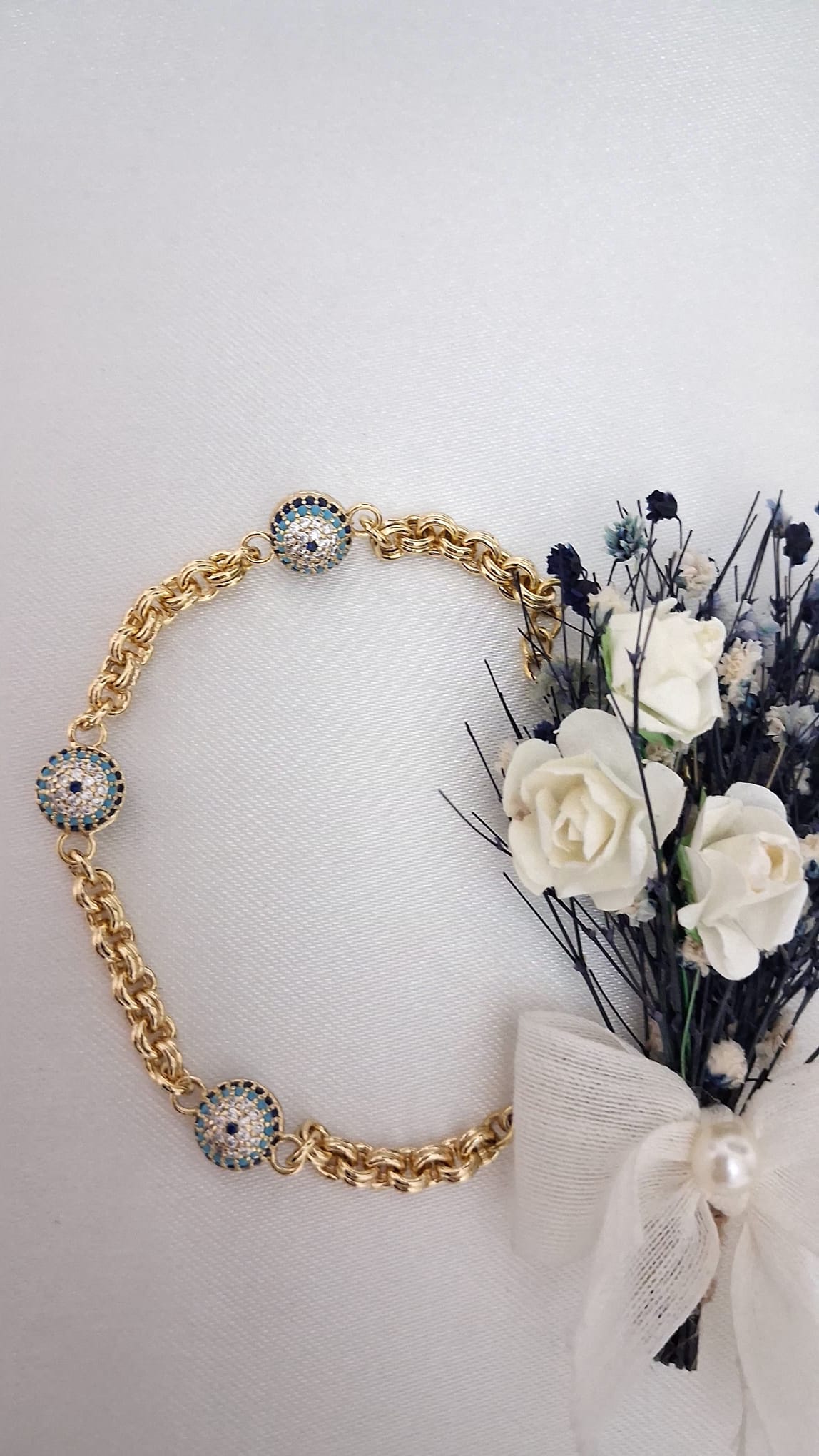 XUPING Bileklik - Kalın Zincir ve Nazar Boncuğu Detaylı